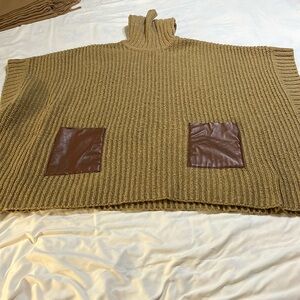 michael kors chunky sweater with leather pockets